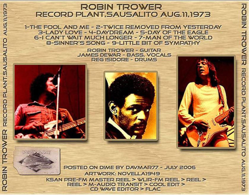 Robin Trower: The Record Plant, Sausalito, CA August 11, 1973 Live Concert (1CD) - Image 2