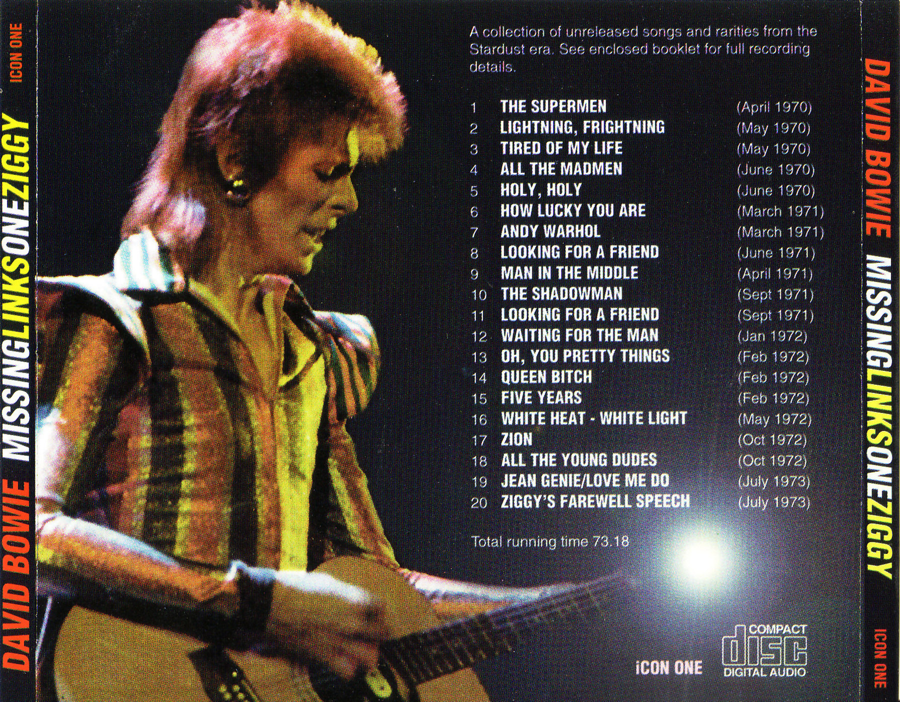 David Bowie: Missing Links One Ziggy - Demos and alternate versions 1970-1973 Sessions & Rehearsals (1CD) - Image 2