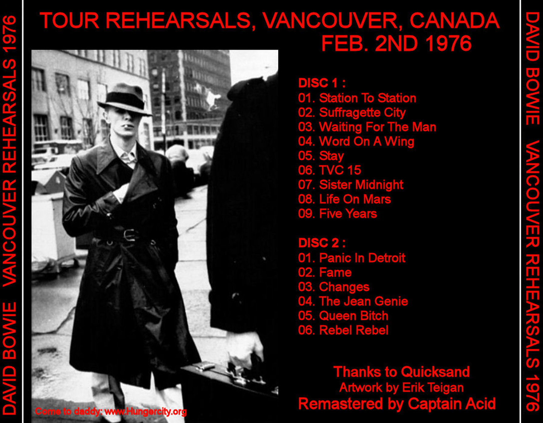 David Bowie: Vancouver Rehearsals 1976 - Pacific National Exhibition Coliseum, Vancouver, BC, Canada February 2, 1976 Live Concert (2CD) - Image 2