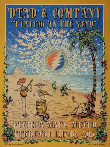 Dead and Company - Riviera Maya Mexico February 15 2018 GOLD VARIANT - Live Concert Poster Wall Art Print - 131101 - Image 2