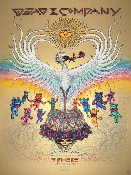 Dead and Company - Sphere Las Vegas NV May 26 2024 GOLD VARIANT - Live Concert Poster Wall Art Print - 131088 - Image 3