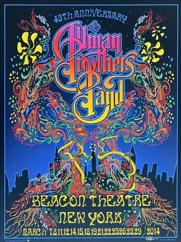 Allman Brothers - Beacon Theater NY, March 7, 2014 - Live Concert Poster Wall Art Print - 106001 - Image 2