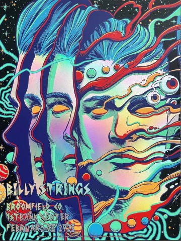 Billy Strings - 1st Bank Center Broomfield CO February 2 2023 COLOR VARIANT - Live Concert Poster Wall Art Print - 112046 - Image 2