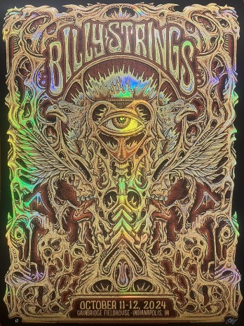 Billy Strings - Gainbridge Fieldhouse Indianapolis IN October 11 2024 FOIL 2 - Live Concert Poster Wall Art Print - 112028 - Image 2