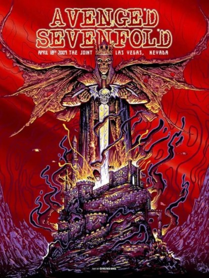 Avenged Sevenfold - The Joint Las Vegas NV, April 18, 2009 RED VARIANT - Live Concert Poster Wall Art Print - 109003 - Image 2