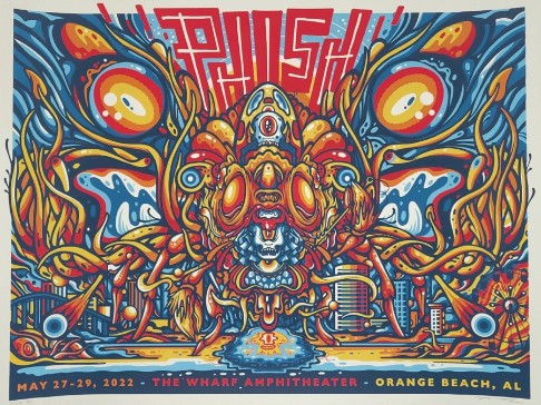 Phish - Wharf Amphitheater Orange Beach AL May 27 2022 RED VARIANT - Live Concert Poster Wall Art Print - 172056 - Image 2