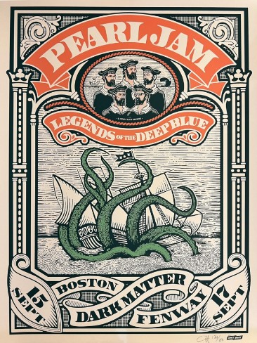 Pearl Jam - Fenway Park Boston MA September 15 2024 - ALTERNATE 3 - Live Concert Poster Wall Art Print - 170026 - Image 2