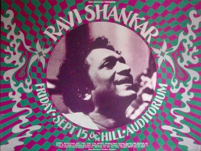 Ravi Shankar - Hill Auditorium Ann Arbor MI September 15 1972 - Live Concert Poster Wall Art Print - 180002 - Image 2