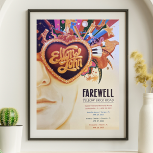 Elton John - Vystar Veterans Memorial Arena Jacksonville FL, April 23, 2022 - Live Concert Poster Wall Art Poster Print - 134002