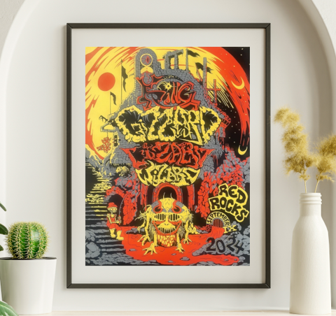 King Gizzard - Red Rocks Morrison CO, September 9, 2024 - Live Concert Poster Wall Art Poster Print - 153001