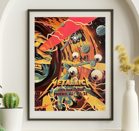 Metallica - State Farm Stadium Phoenix AZ, September 3, 2023 - Live Concert Poster Wall Art Poster Print - 158011
