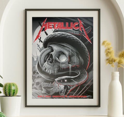 Metallica - Nissan Stadium Nashville TN, May 3, 2025 - Live Concert Poster Wall Art Print- 158015