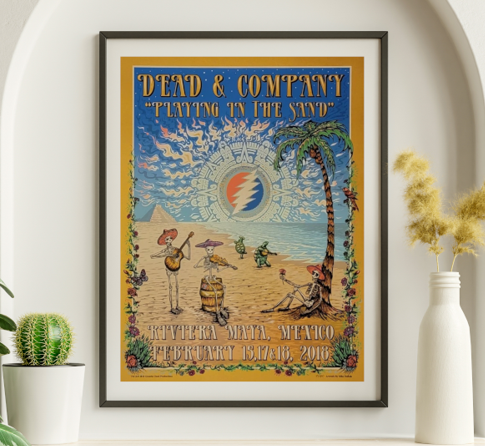 Dead and Company - Riviera Maya Mexico February 15 2018 GOLD VARIANT - Live Concert Poster Wall Art Print - 131101