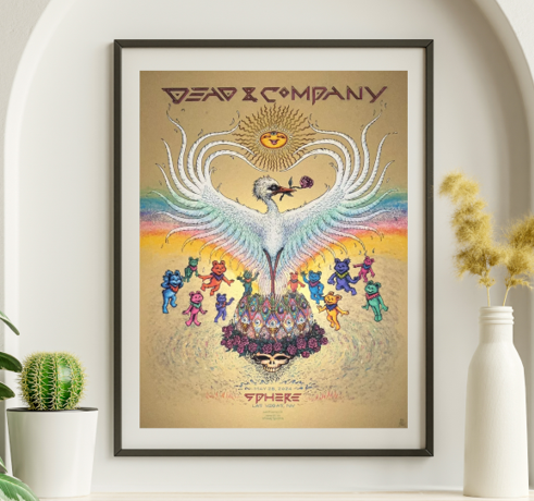 Dead and Company - Sphere Las Vegas NV May 26 2024 GOLD VARIANT - Live Concert Poster Wall Art Print - 131088