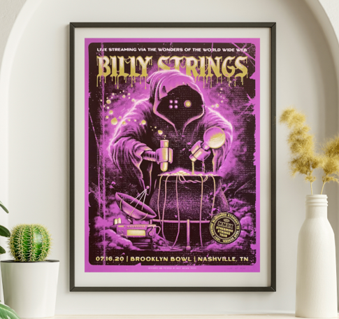 Billy Strings - Brooklyn Bowl Nashville TN July 16 2020 - Live Concert Poster Wall Art Print - 112049