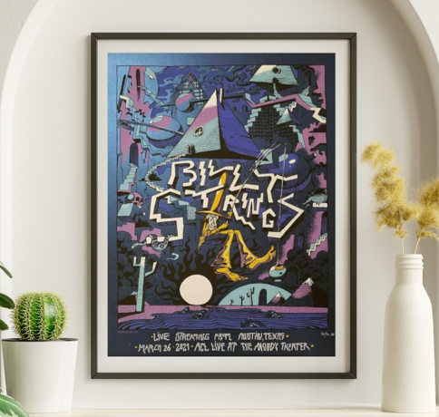 Billy Strings - Moody Theater Austin TX March 26 2021 BLUE VARIANT - Live Concert Poster Wall Art Print - 112044