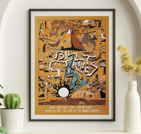 Billy Strings - Moody Theater Austin TX March 26 2021 GOLD VARIANT - Live Concert Poster Wall Art Print - 112045
