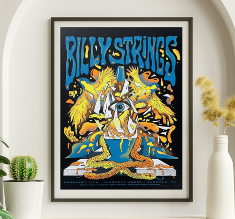 Billy Strings - Charway Arena Norfolk VA February 12 2022 - Live Concert Poster Wall Art Print - 112113