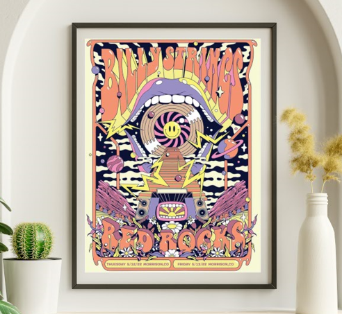 Billy Strings - Red Rocks Morrison CO May 12 2022 - Live Concert Poster Wall Art Print - 112091