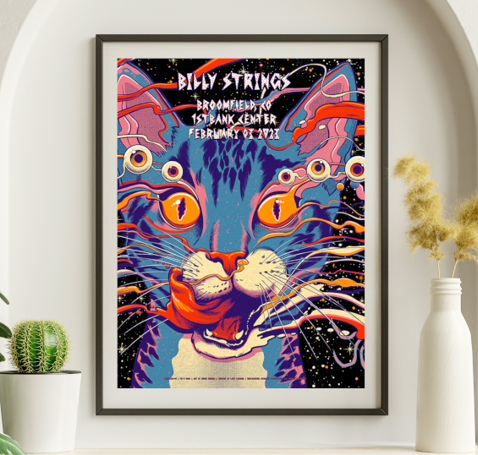 Billy Strings - 1st Bank Center Broomfield CO February 3 2023 - Live Concert Poster Wall Art Print - 112060