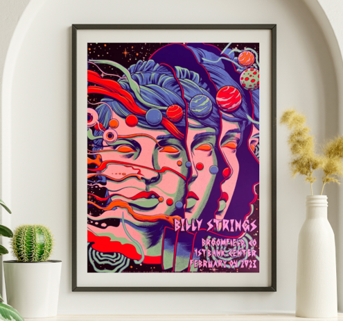 Billy Strings - 1st Bank Center Broomfield CO February 4 2023 - Live Concert Poster Wall Art Print - 112059