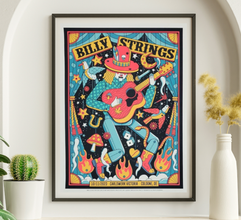 Billy Strings - Carlswerk Victoria Cologne DE October 11 2023 - Live Concert Poster Wall Art Print - 112048