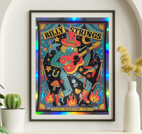 Billy Strings - Carlswerk Victoria Cologne DE October 11 2023 FOIL - Live Concert Poster Wall Art Print - 112047