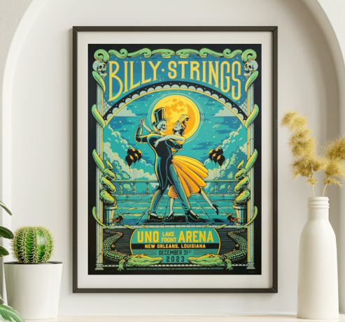Billy Strings - UNO Lakefront Arena NOLA LA December 31 2023 - Live Concert Poster Wall Art Print - 112118