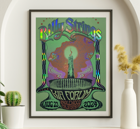 Billy Strings - Inglewood Forum Los Angeles CA August 23 2-24 FOIL - Live Concert Poster Wall Art Print - 112122