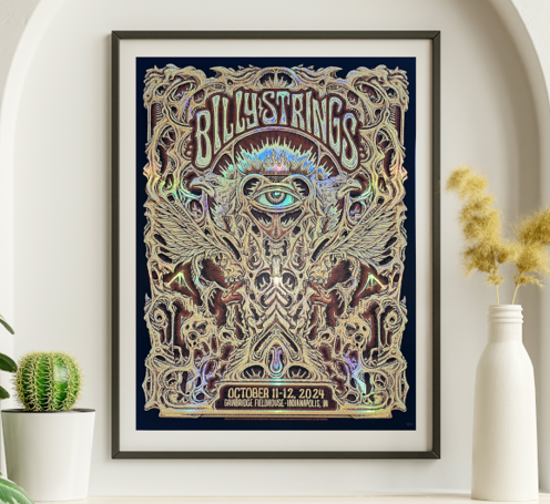 Billy Strings - Gainbridge Fieldhouse Indianapolis IN October 11 2024 FOIL 1 - Live Concert Poster Wall Art Print - 112023