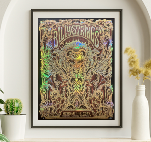 Billy Strings - Gainbridge Fieldhouse Indianapolis IN October 11 2024 FOIL 2 - Live Concert Poster Wall Art Print - 112028