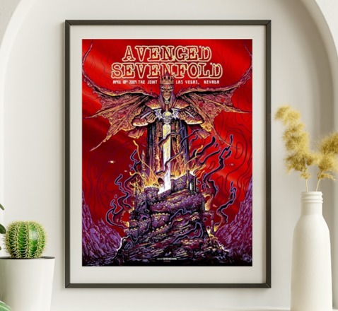 Avenged Sevenfold - The Joint Las Vegas NV, April 18, 2009 RED VARIANT - Live Concert Poster Wall Art Print - 109003