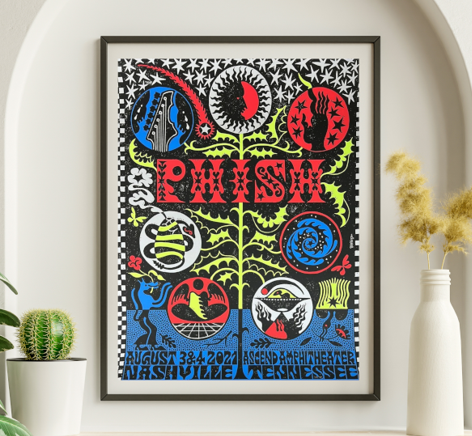 Phish - Ascend Amphitheater Nashville TN August 3 2021 - Live Concert Poster Wall Art Print - 172046