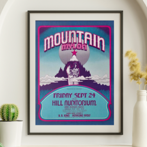Mountain - Hill Auditorium Ann Arbor MI September 24 1971 - Live Concert Poster Wall Art Print - 163001