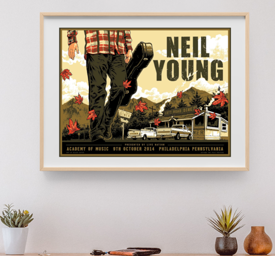 Neil Young - Academy of Music Philadelphia PA October 9 2014 - Live Concert Poster Wall Art Print - 213001