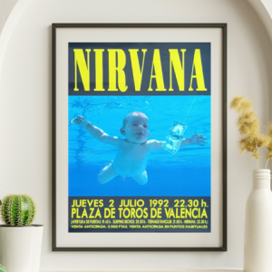 Nirvana - Plaza de Toros de Valancia Spain July 2 1992 - Live Concert Poster Wall Art Print - 231001