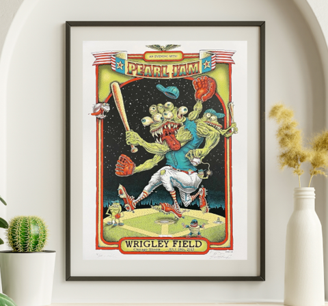 Pearl Jam - Wrigley Field Chicago IL July 19 2013 - Live Concert Poster Wall Art Print - 170007