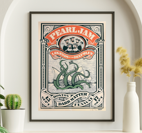 Pearl Jam - Fenway Park Boston MA September 15 2024 - ALTERNATE 3 - Live Concert Poster Wall Art Print - 170026