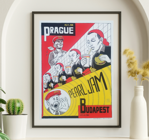 Pearl Jam - Budapest Hungary November 15 1996 - Live Concert Poster Wall Art Print - 170034