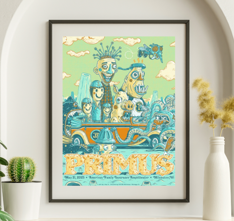 Primus - American family Insurance Amphitheater Milwaukee WI May 31 2025 - Live Concert Poster Wall Art Print - 174023