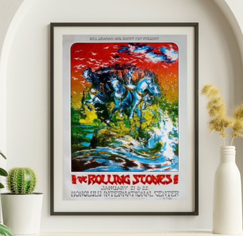 Rolling Stones - Honolulu International Center HI January 21 1973 - Live Concert Poster Wall Art Print - 183002