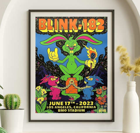 Blink-182 - BMO Stadium Los Angeles CA, June 17, 2023 - Live Concert Poster Wall Art Print - 118003