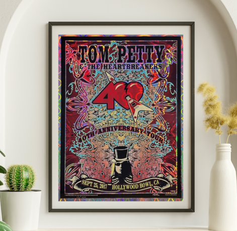 Tom Petty - Hollywood Bowl CA September 25 2017 NOT FOIL - Live Concert Poster Wall Art Print - 197001