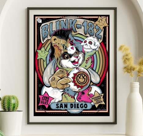 Blink-182 - Pechanga Arena San Diego CA, June 19, 2023 - Live Concert Poster Wall Art Print - 118004