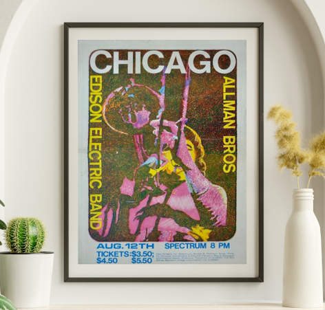 Chicago - Spectrum Philadelphia PA, August 12, 1970 - Live Concert Poster Wall Art Print - 123001