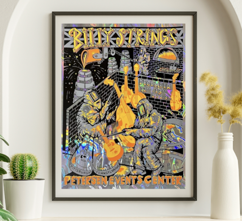 Billy Strings - Peterson Events Center Pittsburgh PA December 12 2023 GOLD FOIL - Live Concert Poster Wall Art Print - 112085