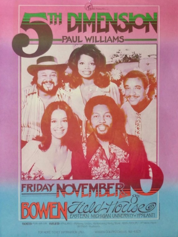 5th Dimension - Bowen Fieldhouse Detroit MI, October 11, 1972 - Live Concert Poster Wall Art Print- 101001 - Image 2