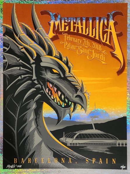 Metallica - Palau Sant Jordi Barcelona Spain February 7 2018 FOIL - Live Concert Poster Wall Art Print - 158037 - Image 2