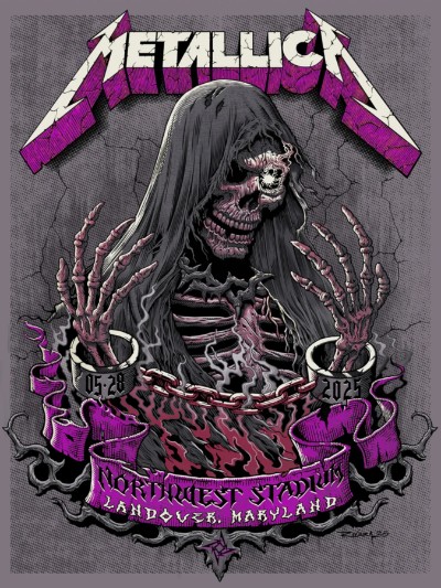 Metallica - Northwest Stadium Landover MD May 28 2005 PURPLE VARIANT - Live Concert Poster Wall Art Print - 158078 - Image 2