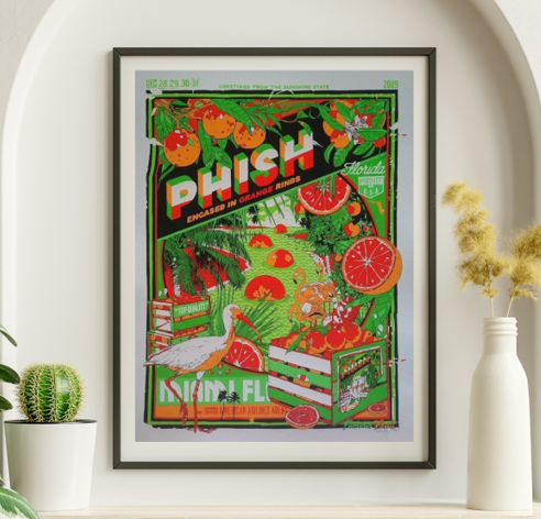 Phish - American Airlines Arena Miami FL December 28 2009 DAY-GLO VARIANT - Live Concert Poster Wall Art Print - 172214